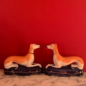 Elegant Ceramic Greyhound Figurines Pair